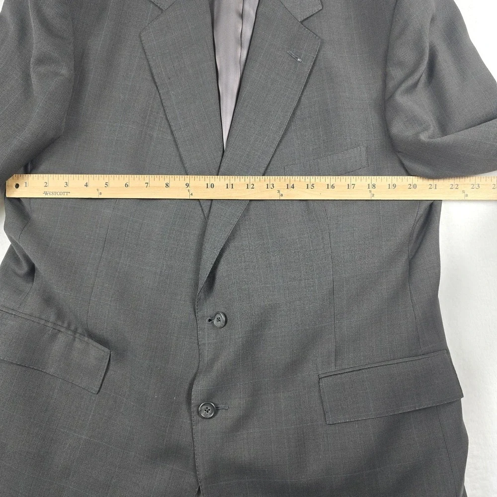 Polo Ralph Lauren Vintage 46R Gray Plaid Suit Jacket Sport Coat Blazer USA‎ Made